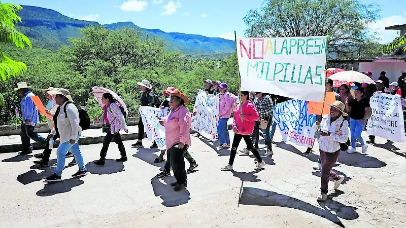 Protesta contra presa Milpillas